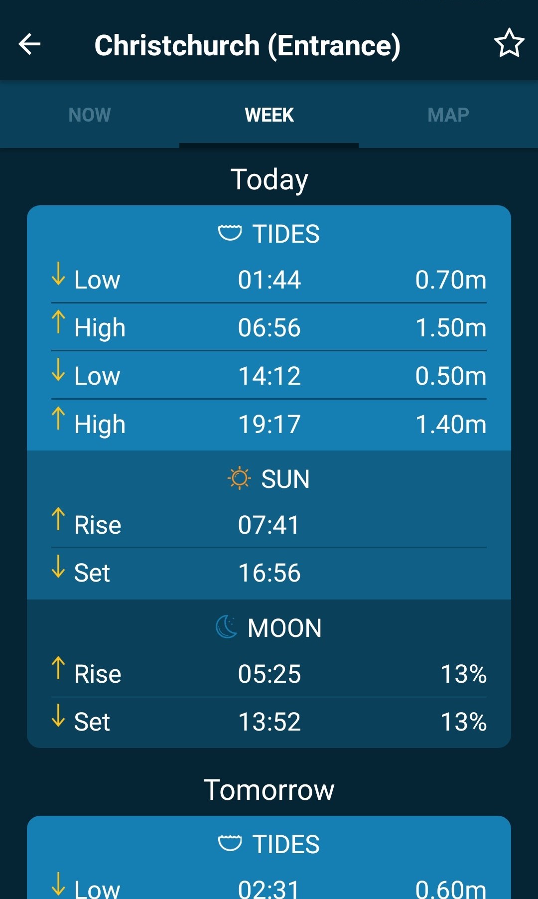 Tides near me app screenshot two of three